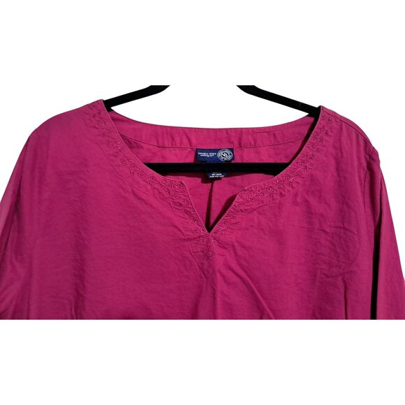 Venizia Jeans Womens Magenta Long Sleeve Blouse Size 18/20 100% Cotton Embroider - Picture 5 of 6